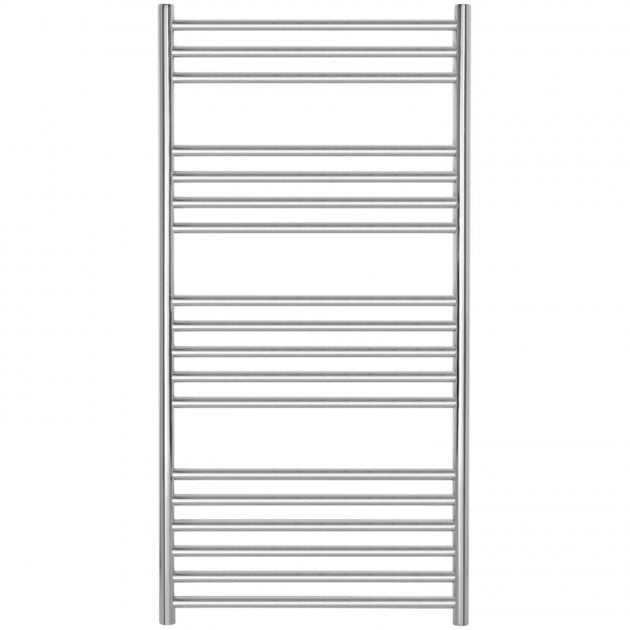 Towelrads Eversley Straight Heated Towel Rail 1200mm High x 600mm Wide - Polished Stainless Steel - 136036 - TAP 'N' SHOWER
