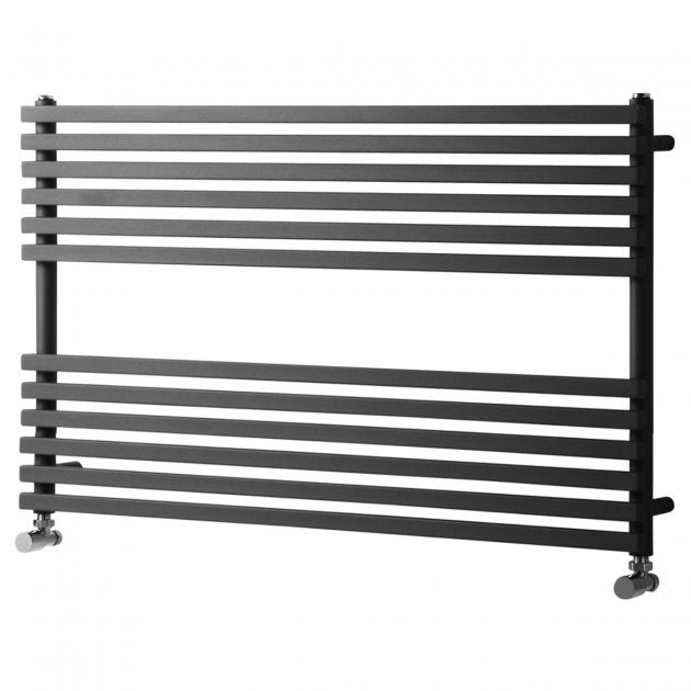 Towelrads Oxfordshire Horizontal Straight Heated Towel Rail 600mm High x 1000mm Wide - Anthracite - 120975 - TAP 'N' SHOWER