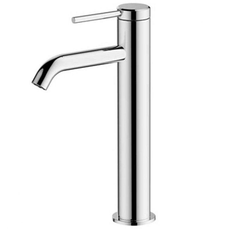 Britton Hoxton Tall Monobloc chrome basin mixer with single lever and rounded tall design for countertop vessel