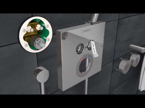 Hansgrohe ShowerSelect thermostatic mixer with chrome finish for concealed installation in modern bathroom