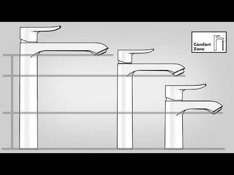 Hansgrohe Logis Single Lever Basin Mixer chrome faucet with lowflow 3.5 L/min and pop-up waste in three sizes illustration