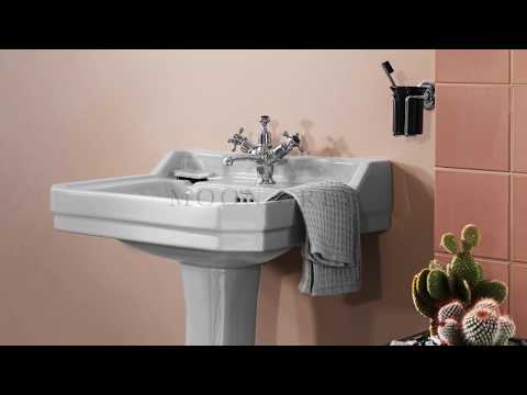 Burlington Bespoke 1 Taphole Edwardian Pedestal Basin 610 x 505mm - Moon Grey - B51THGREY - TAP 'N' SHOWER