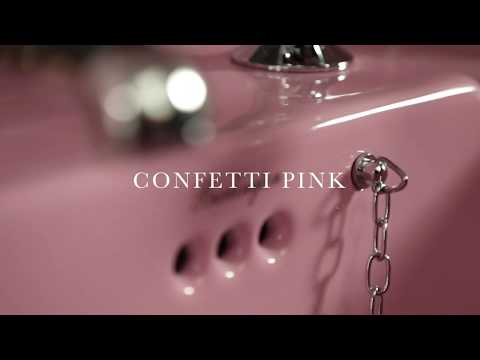 Burlington Bespoke Confetti 2 Tapholes Edwardian Pedestal Basin ONLY 610 x 505mm - pink - B52THPINK - TAP 'N' SHOWER