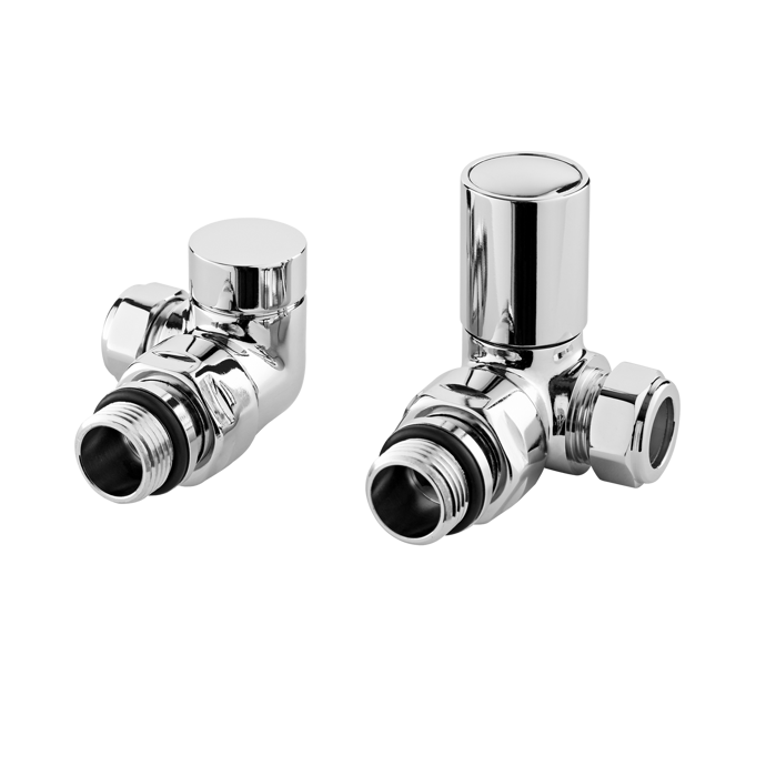 Nuie Radiator Valves Chrome Contemporary Corner Valve Pack (Pairs) - H