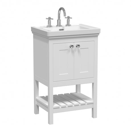 Launde Abbey Floor Standing Vanity with Basin 3TH 500mm - Pure White - TAP 'N' SHOWER