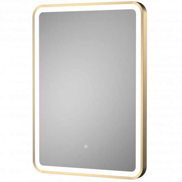 Hudson Reed Wall Mounted Bathroom Mirror with Touch Sensor 700mm High x 500mm Wide - Brushed Brass - LQ702