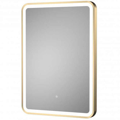 Hudson Reed Wall Mounted Bathroom Mirror with Touch Sensor 700mm High x 500mm Wide - Brushed Brass - LQ702
