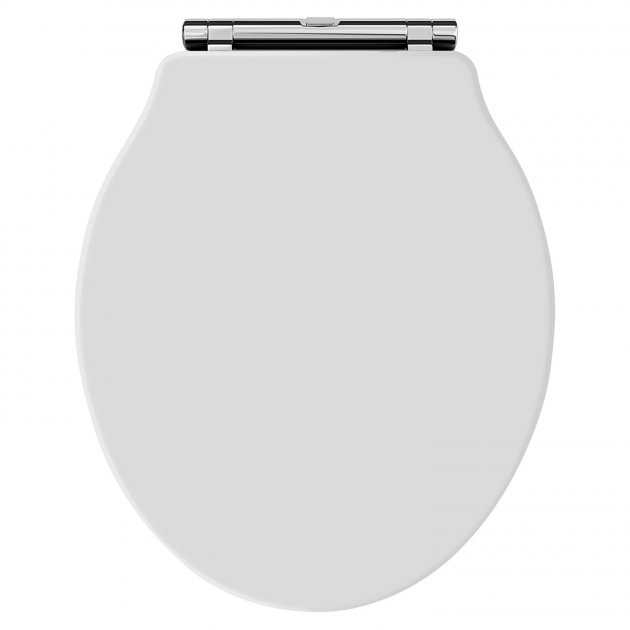 Hudson Reed Chancery Chrome Hinges Soft Close Toilet Seat - White - NL