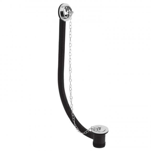 Hudson Reed Classic Concealed Overflow Brass Plug and Chain and Bath Waste - Chrome - EA384