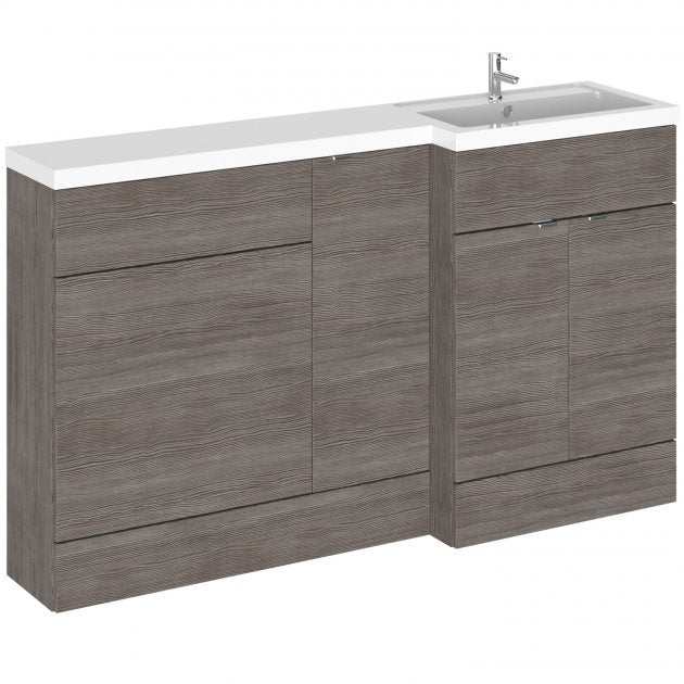 Hudson Reed Fusion RH 3-doors combination bathroom unit with 600mm WC unit in brown grey Avola finish