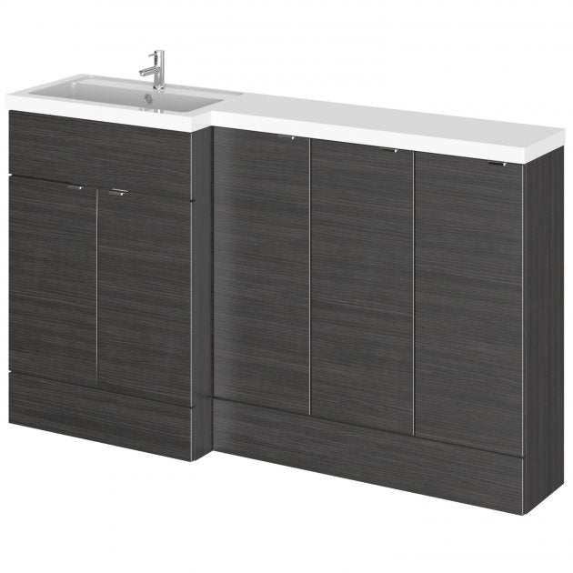 Hudson Reed Fusion modern bathroom combination unit in Hacienda Black with three-section 300mm base and 1500mm width