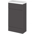 Hudson Reed Fusion Modern Compact WC Unit with Polymarble Worktop 500mm Wide - Gloss Grey - CBI904