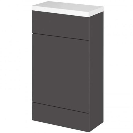 Hudson Reed Fusion Modern Compact WC Unit with Polymarble Worktop 500mm Wide - Gloss Grey - CBI904