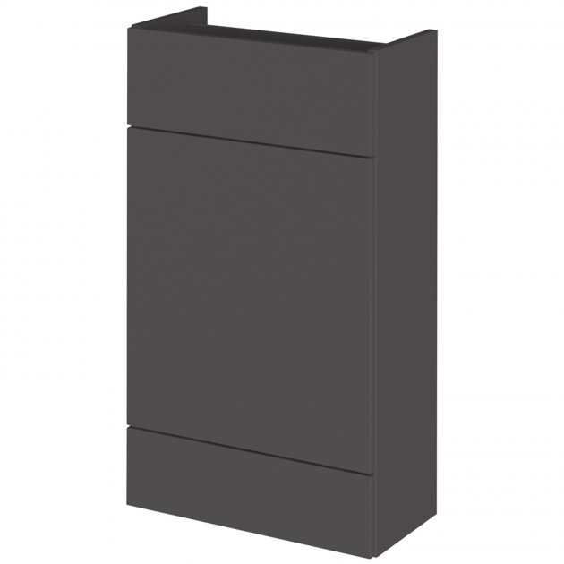 Hudson Reed Fusion modern compact WC unit in gloss grey, 500mm wide bathroom storage cabinet