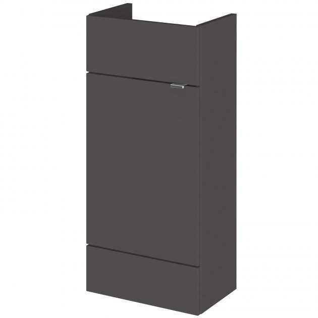 Hudson Reed Fusion compact 400mm wide gloss grey bathroom vanity unit with recessed ceramic basin and storage cabinet