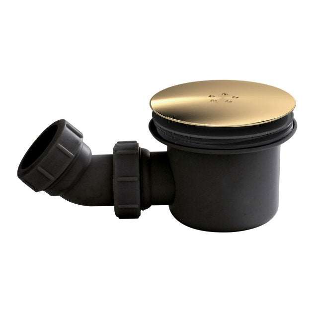 Hudson Reed Fast Flow Shower Tray Waste with Brushed Brass Cover 90mm - Black - STW006 - TAP 'N' SHOWER