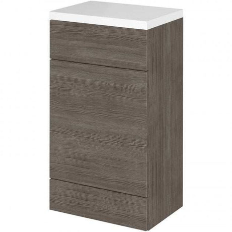 Hudson Reed Fusion modern WC unit in brown grey Avola finish with 500mm wide polymarble worktop