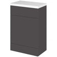 Hudson Reed Fusion modern gloss grey WC unit with white polymarble worktop 600mm wide bathroom storage cabinet
