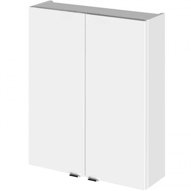 Hudson Reed Fusion 500 Wall Unit in gloss white with handleless doors and compact wall-mounted design for bathroom storage.