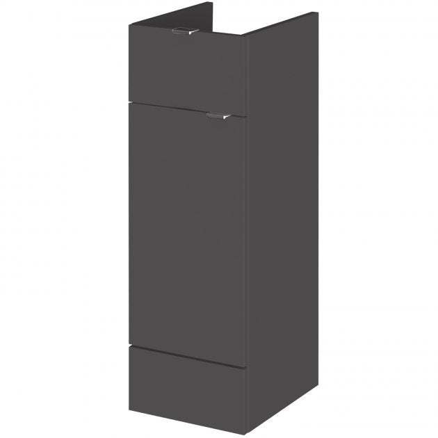 Hudson Reed Fusion modern gloss grey 300mm wide bathroom base unit with one drawer