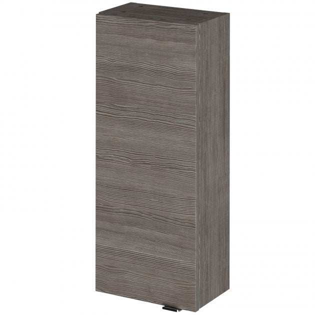 Hudson Reed Fusion modern wall unit in brown grey Avola finish, 300mm wide compact bathroom storage cabinet