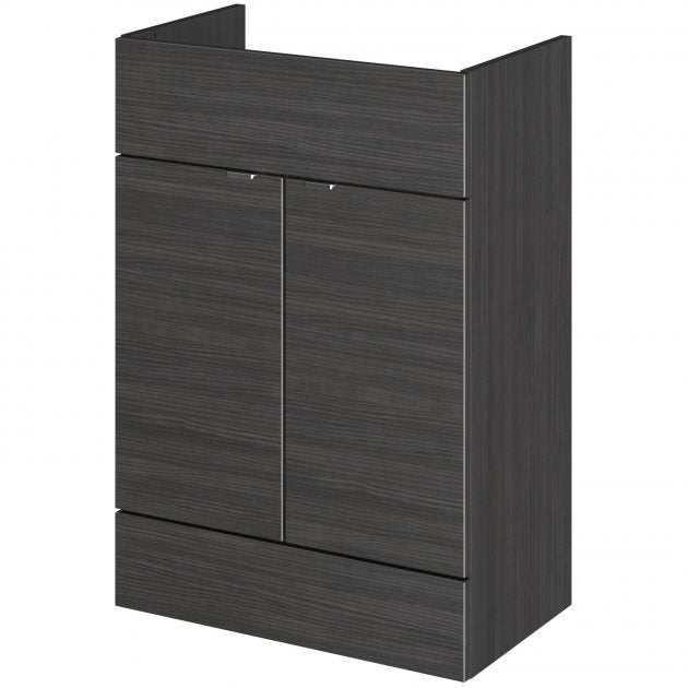 Hudson Reed Fusion modern 600mm wide vanity unit in Hacienda black with spacious storage and sleek design