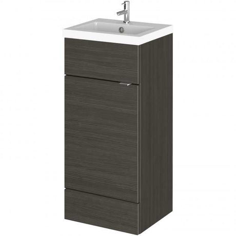 Hudson Reed Fusion modern floor standing vanity unit with rectangular polymarble basin in Hacienda Black finish