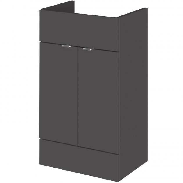 Hudson Reed Fusion modern 500mm wide gloss grey bathroom vanity unit with storage and sleek design