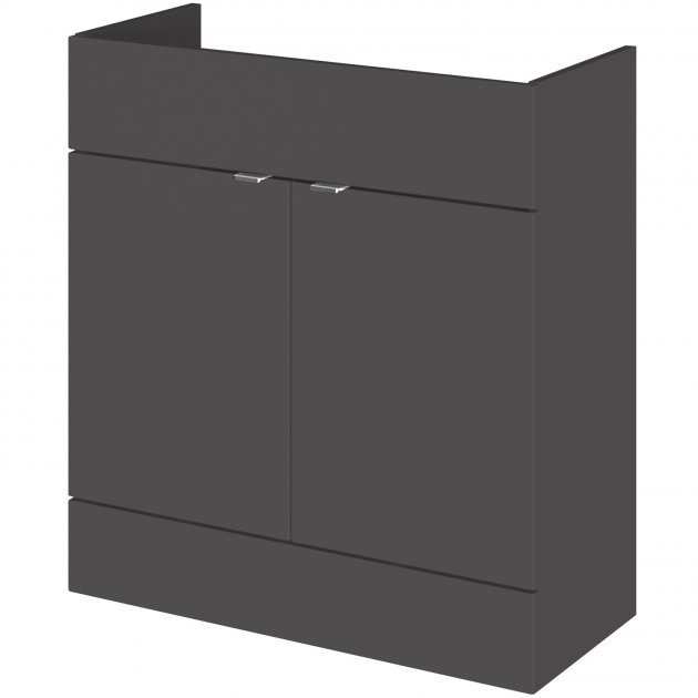 Hudson Reed Fusion modern vanity unit in gloss grey, 800mm wide with soft-close doors and ample storage for bathrooms