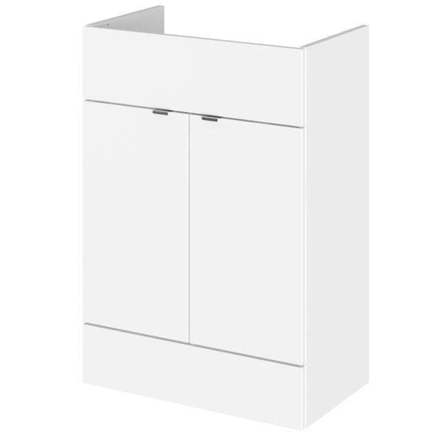 Hudson Reed Fusion modern 600mm wide gloss white bathroom vanity unit with double doors