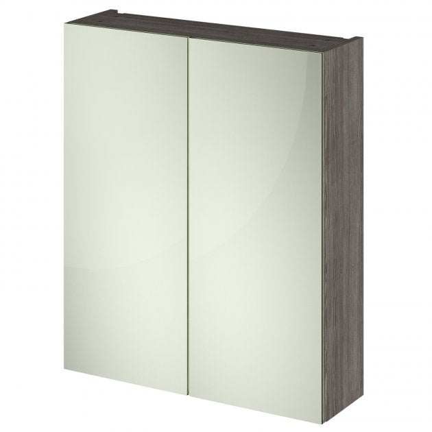 Hudson Reed Fusion 2 - Doors Mirror Unit (50/50) 600mm Wide - Brown Grey Avola - OFF517 - TAP 'N' SHOWER