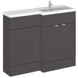 Hudson Reed Fusion modern L shape basin unit with gloss grey finish and integrated right-hand basin