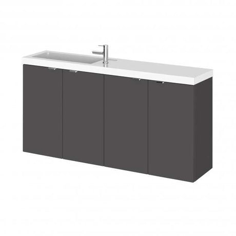 Hudson Reed Fusion Modern Compact glossy grey bathroom combination unit with integrated sink and storage cabinet