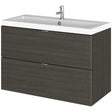 Hudson Reed Fusion 800mm wide wall hung vanity unit with two drawers and rectangular basin in Hacienda black finish