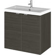 Hudson Reed Fusion Wall Hung 600mm wide black 2-door vanity unit with integrated white basin and chrome faucet