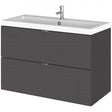 Hudson Reed Fusion 800mm wide gloss grey wall hung vanity unit with basin and two drawers