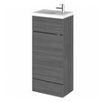 Hudson Reed Fusion compact bathroom vanity unit with basin in Brown Grey Avola finish, 400mm wide, MDF construction