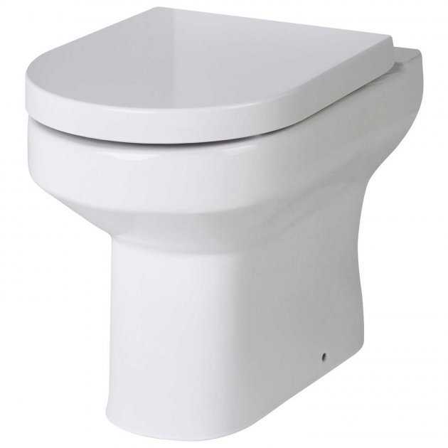 White Hudson Reed Harmony soft close seat back to wall toilet pan with 530mm projection