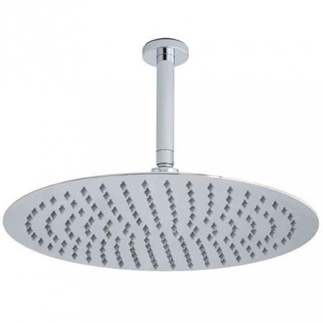 Hudson Reed Round Fixed Head stainless steel ceiling shower arm with chrome finish and 200mm round fixed shower head for rain shower effect