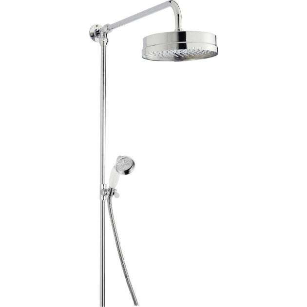 Hudson Reed Luxury Wall Mounted Shower Riser Kit and Large Fixed Shower Head - Chrome - A3606