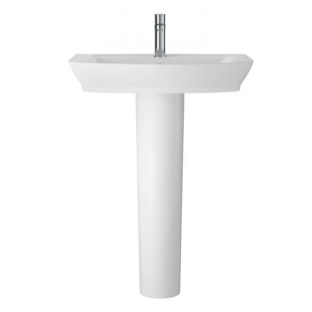 Hudson Reed Maya 1 Tap Hole Basin with Full Pedestal 550mm Wide - Whit