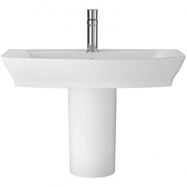 Hudson Reed Maya 1 Tap Hole Basin with Semi Pedestal 550mm Wide - Whi