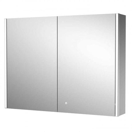 Hudson Reed Leda 2-Doors Bathroom Mirror Cabinet 600mm High x 800mm Wide - Silver - LQ094