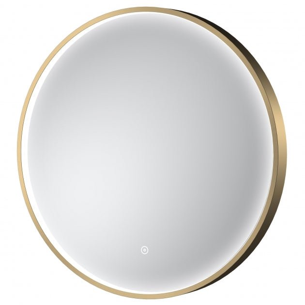Hudson Reed Mensa Framed Bathroom Mirror with Touch Sensor 600mm Diameter - Brushed Brass - LQ742 - TAP 'N' SHOWER