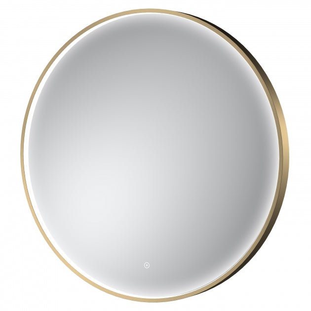 Hudson Reed Mensa Framed LED Mirror with Touch Sensor 800mm Diameter - Brushed Brass - LQ752 - TAP 'N' SHOWER