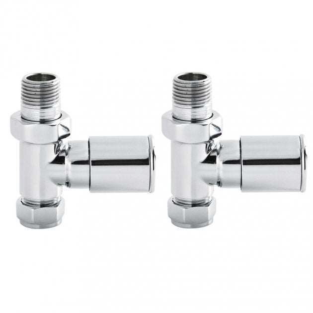 Hudson Reed Modern Straight Manual Radiator Valves Pair - Chrome - RV001