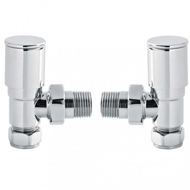 Hudson Reed Minimalist Angled 82mm High Radiator Valves Pair - Chrome - RV002 - TAP 'N' SHOWER
