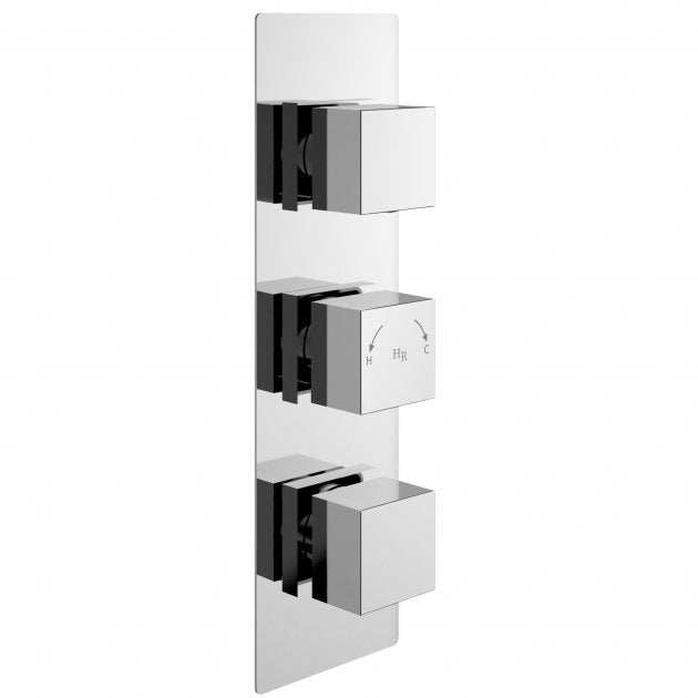 Hudson Reed Square Triple Handle concealed shower valve with chrome finish and thermostatic control