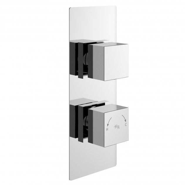 Hudson Reed Dual Handle square concealed chrome shower valve with diverter for temperature and water flow control
