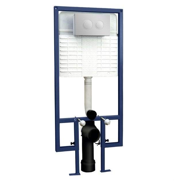 Hudson Reed Wall Hung Dual Flush Toilet Frame with Concealed Cistern Round Plate - Bright Chrome - XTY009R